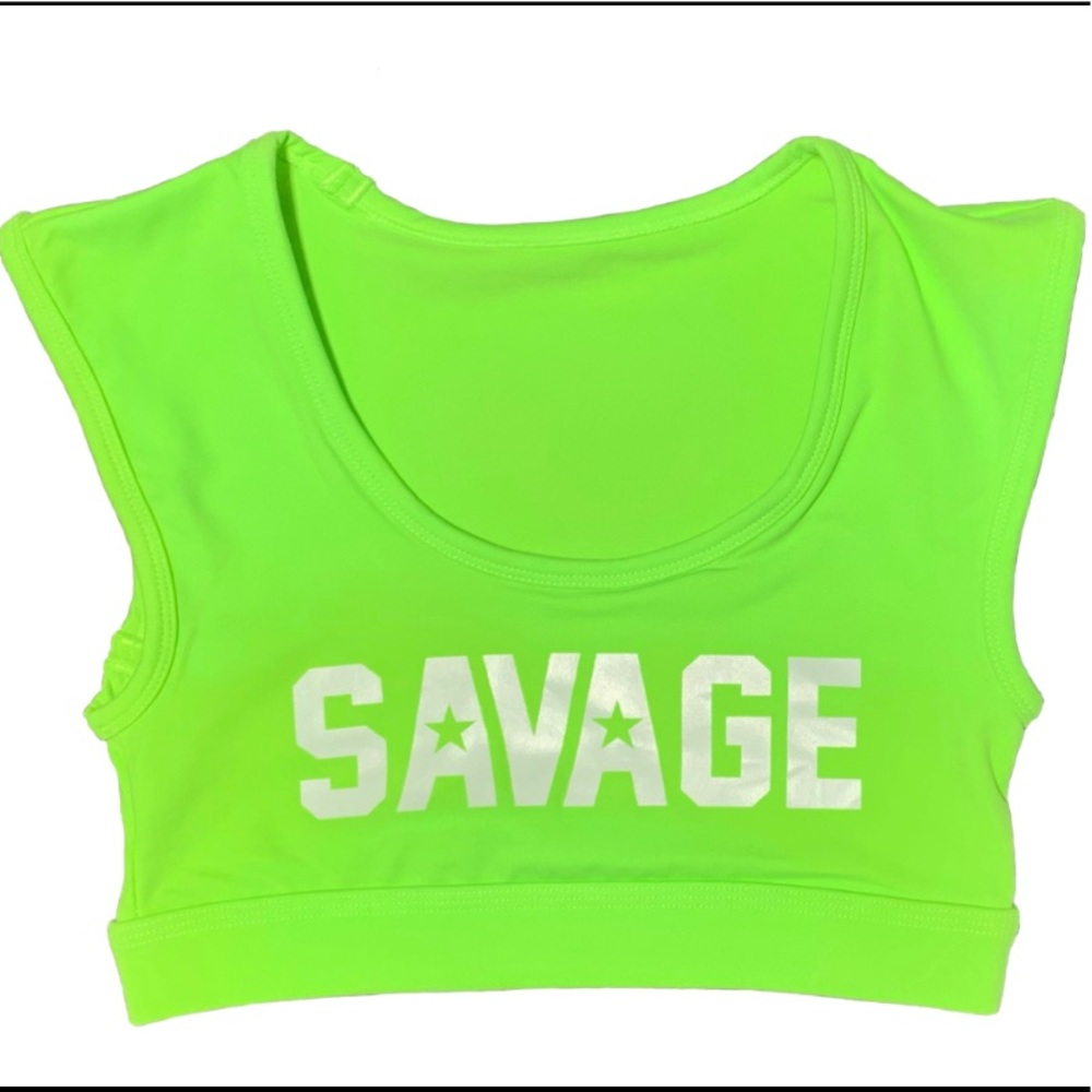SAVAGE BARBELL CROP TEE SPORTS BRA SOUR APPLE